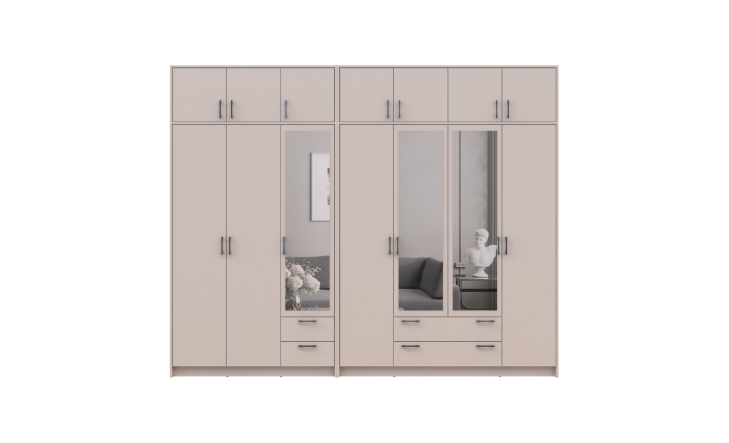 Kleiderschrank mit Spiegel und Aufsatz Doros Rondi Kaschmir 3+4 Türen 281x52x236 (42005637)