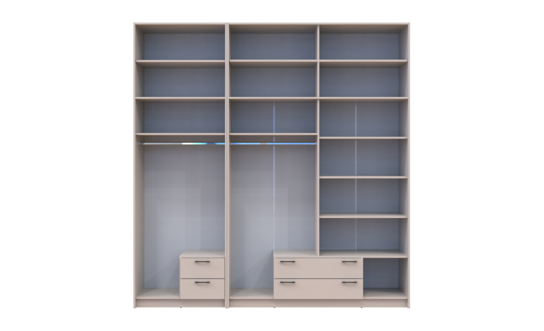 Kleiderschrank mit Spiegel und hohem Aufsatz Doros Rondi Kaschmir 2+4 Türen 242x52x260 (42005645)