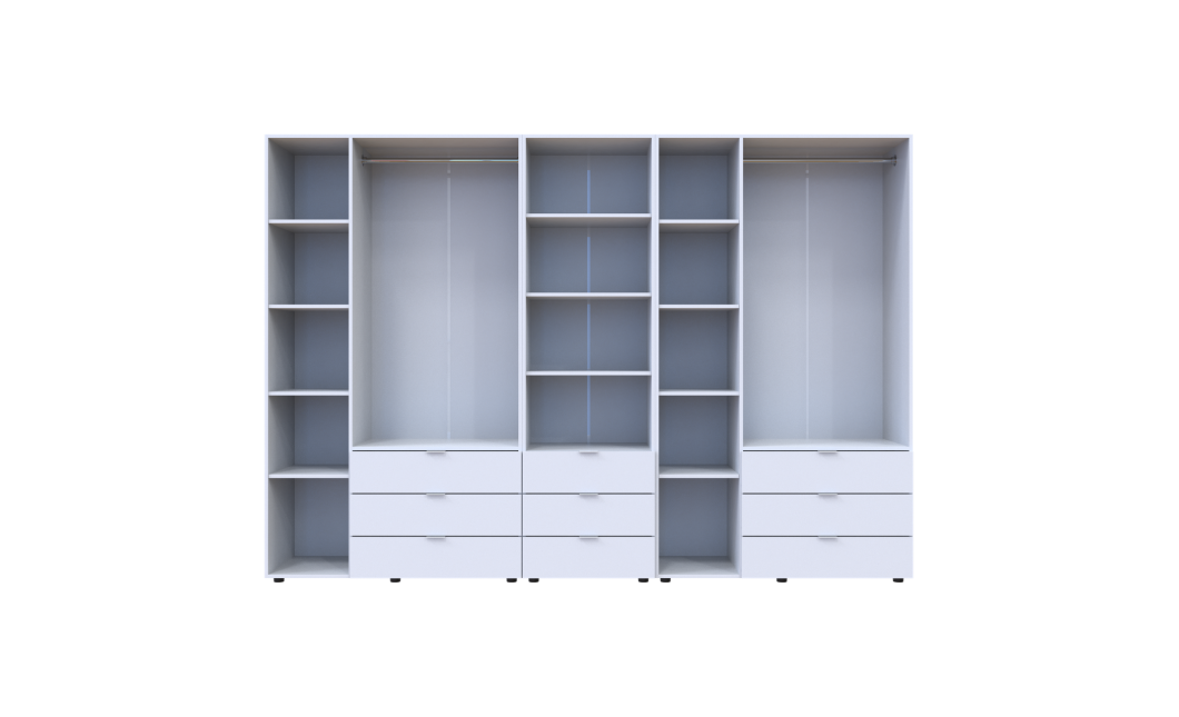 Kleiderschrank Doros Gelar Weiß 3+3 Türen Säulenschrank 292,4x49,5x203,4 (42005166)
