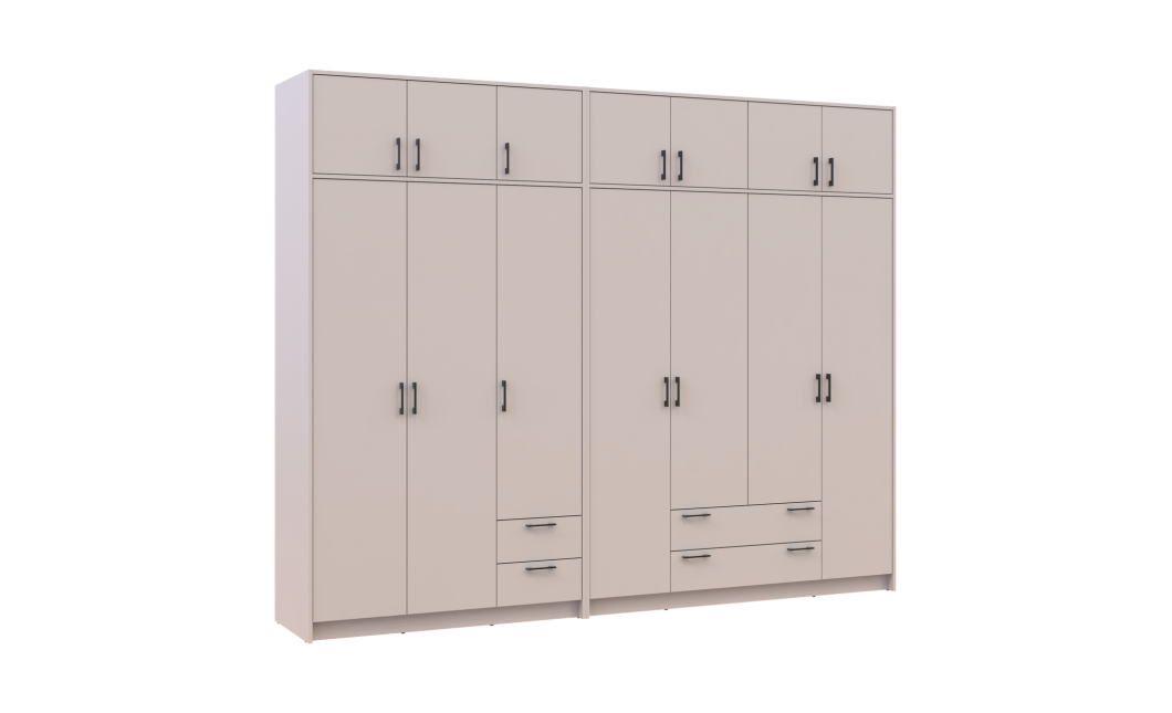 Kleiderschrank mit Aufsatz Doros Rondi Kaschmir 3+4 Türen 281x52x236 (42005636)