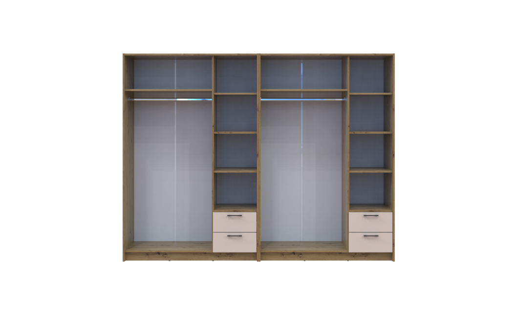 Kleiderschrank Doros Rondi Artisan Eiche/Kaschmir 3+3 Türen 242x52x195 (42005658)