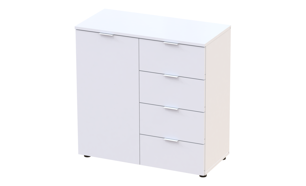 Kommode Doros Ron 1 Weiß 1 Türen 4 Schubladen 80x38x81 (41516005)