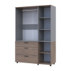 Kleiderschrank Doros Thorn Cremona Cannolo/Grau 3 Türen 3 Schubladen Kleiderstange 135x51,6x200 (44900505)