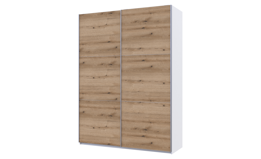Kleiderschrank Doros G-Caiser Schiebetüren Weiß Ewok Eiche 2 Türen 180x60x240 (42005020)