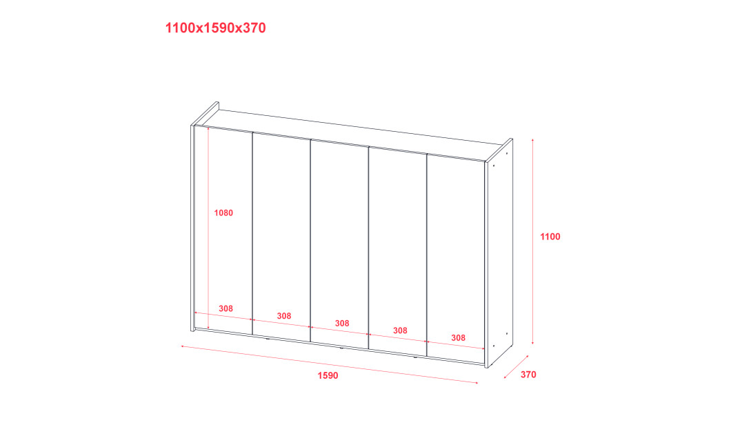 Schuhschrank Doros Kassel mit Spiegel Grau 5 Türen 159×40×110 (42005511)