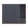 Drehtürenschrank Doros Rondi mit Kleiderstange Artisan Eiche/Graphitgrau 4 Türen 220x52x195 (42005293)