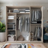 Kleiderschrank Doros City Light Schiebetüren Sonoma Eiche mit Spiegel 225x60x225 (42002138)