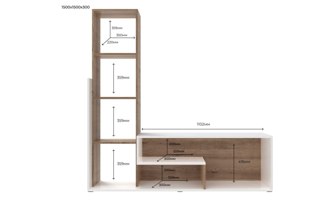 Kleiderschrank Doros Etana Artisan Eiche/Weiß 150x30x150 (41510097)