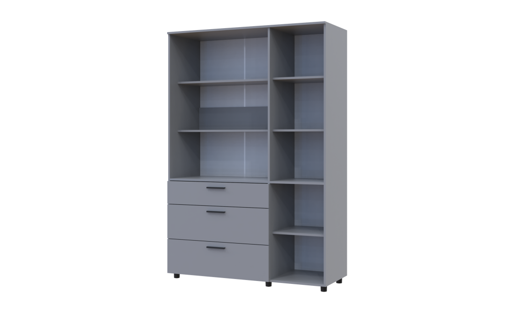 Kleiderschrank Doros Thorn Grau 3 Türen 3 Schubladen Böden 135x51,6x200 (44900490)