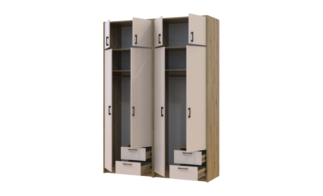 Kleiderschrank mit Aufsatz Doros Rondi Artisan Eiche/Kaschmir 2+2 Türen 164x52x236 (42005664)