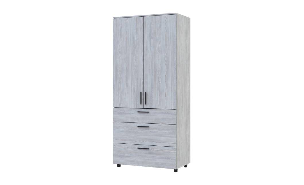 Kleiderschrank Doros Thorn Natti Kiefer 2 Türen 3 Schubladen Kleiderstange 90x51,6x200 (44900433)