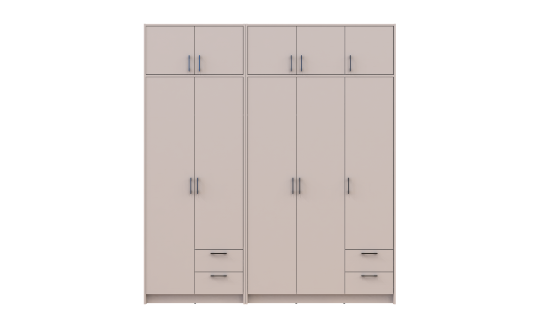 Kleiderschrank mit Aufsatz Doros Rondi Kaschmir 2+3 Türen 203x52x236 (42005630)