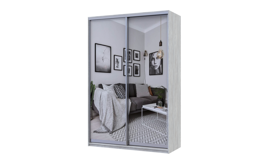 Kleiderschrank Doros City Light Natti Luc Schiebetüren mit Spiegel 150x60x225 (80736514)