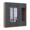 Drehtürenschrank Doros Rondi mit Kleiderstange, Spiegel und Oberschrank Artisan Eiche/Graphitgrau 4 Türen 220x52x236 (42005299)