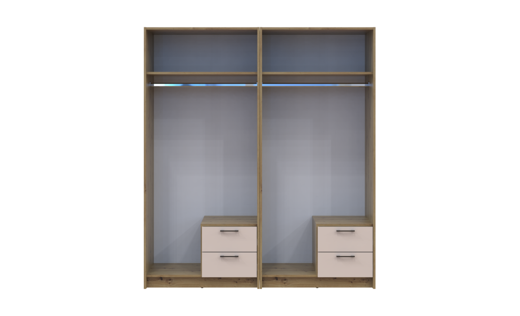 Kleiderschrank mit Spiegel Doros Rondi Artisan Eiche/Kaschmir 2+2 Türen 164x52x195 (42005653)