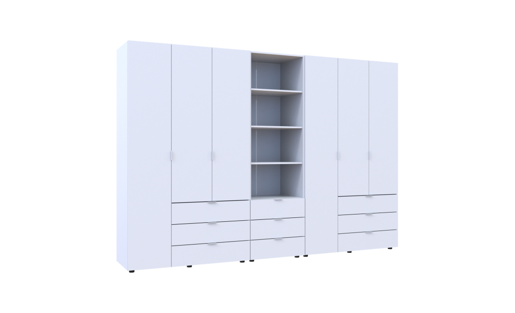 Kleiderschrank Doros Gelar Weiß 3+3 Türen Säulenschrank 292,4x49,5x203,4 (42005166)