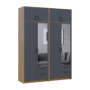 Kleiderschrank mit Spiegel und Aufsatz Doros Rondi Artisan Eiche/Graphit 2+2 Türen 164x52x236 (42005701)