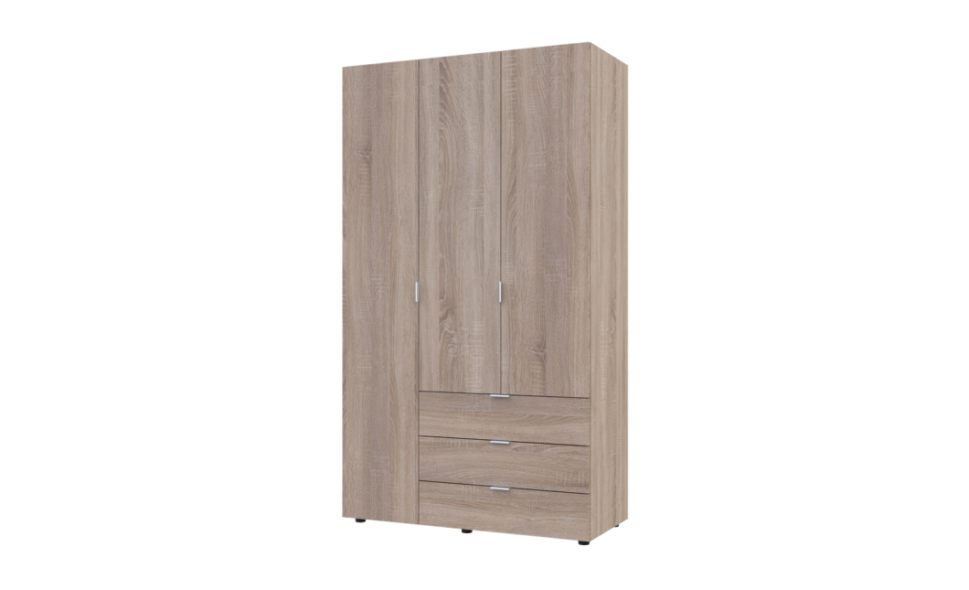 Kleiderschrank Doros Gelar mit Drehtüren Sonoma Eiche 3 Türen 116,2x49,5x203,4 (80397559)