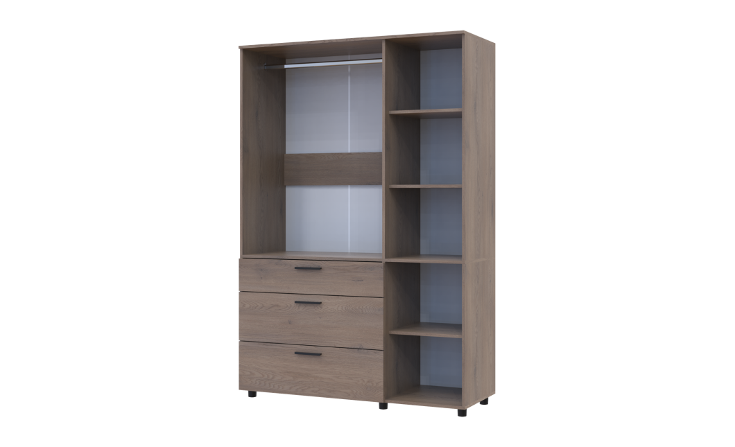 Kleiderschrank Doros Thorn Cremona Cannolo 3 Türen 3 Schubladen Kleiderstange 135x51,6x200 (44900477)