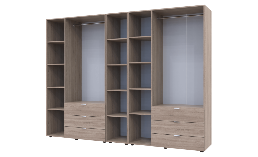Kleiderschrank Doros Gelar Sonoma Eiche 3+3 Türen mit offenem Regal 270,6x49,5x203,4 (42005052)