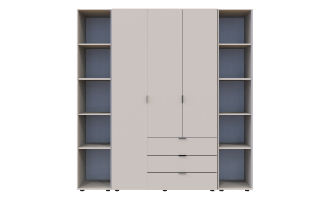 Kleiderschrank Doros Gelar Kaschmir 3 Türen mit 2 offenen Regalböden 192,6x49,5x203,4 (80737646)