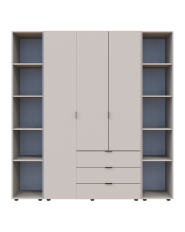 Kleiderschrank Doros Gelar Kaschmir 3 Türen mit 2 offenen Regalböden 192,6x49,5x203,4 (80737646)