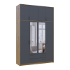 Kleiderschrank Doros Rondi mit Drehtüren mit Oberschrank und Spiegel Artisan Eiche / Graphitgrau 4 Türen 160x52x260 (42005191)