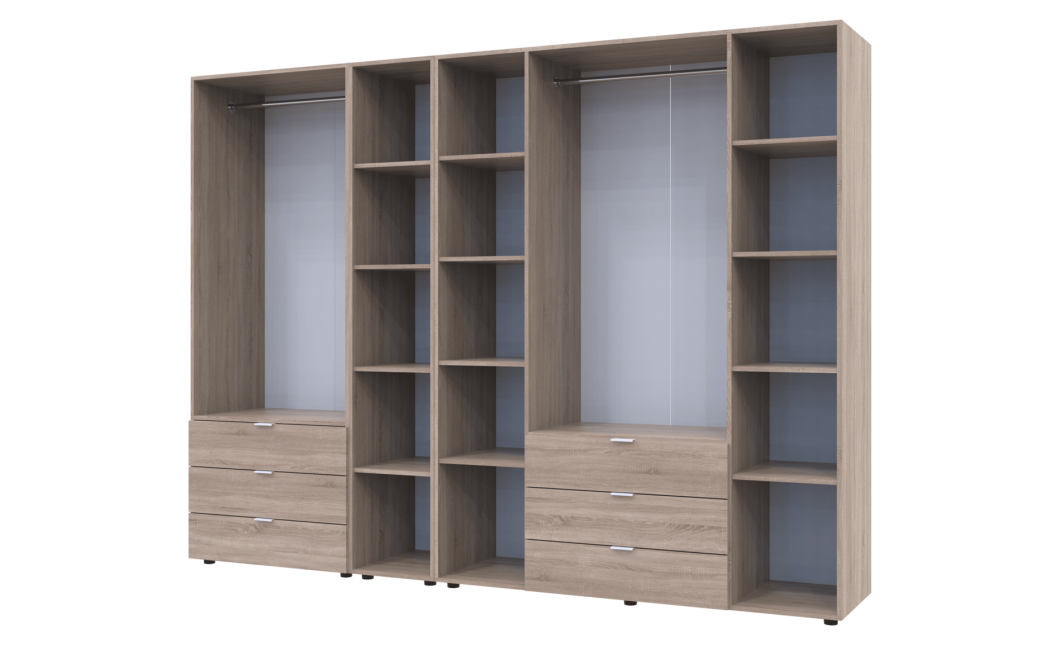 Kleiderschrank Doros Gelar Sonoma Eiche 2+4 Türen mit offenem Regal 270,7x49,5x203,4 (42005051)