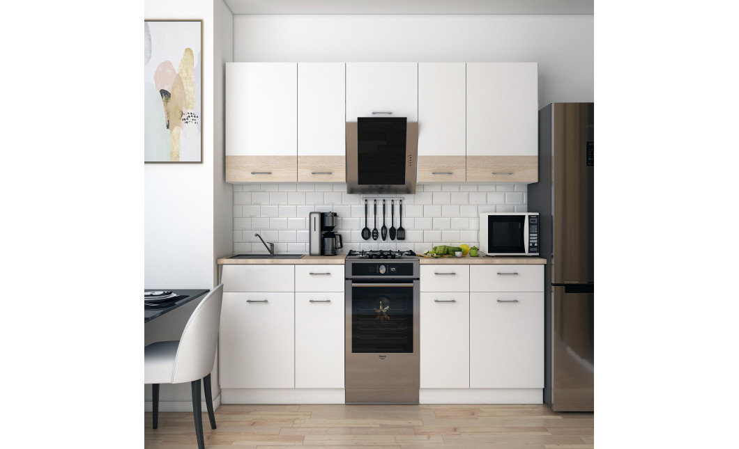 Küche Doros Leia 260x60x250 Weiß / Sonoma Eiche (81000009)