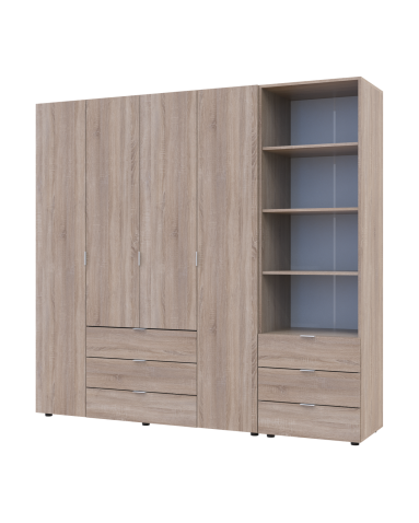 Kleiderschrank Doros Gelar Sonoma Eiche 4 Türen Säulenschrank 215x49,5x203,4 (42005182)