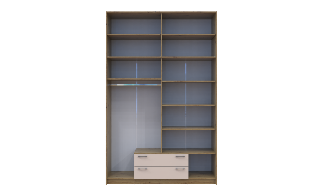 Kleiderschrank Doros Rondi mit Drehtüren mit Oberschrank Artisan Eiche / Kaschmir 4 Türen 160x52x260 (42005194)