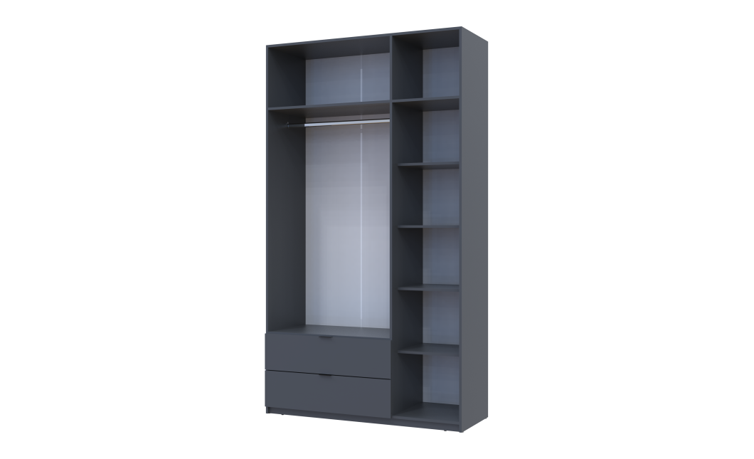 Kleiderschrank Doros Lukas mit Drehtüren Graphitgrau 3 Türen 135x50x240 (80737801)