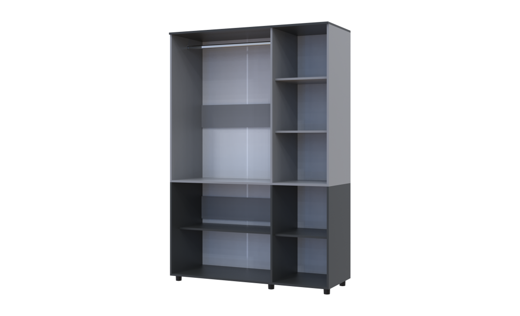Kleiderschrank Doros Thorn Anthrazit/Grau 3 Türen Kleiderstange 135x51,6x200 (44900519)