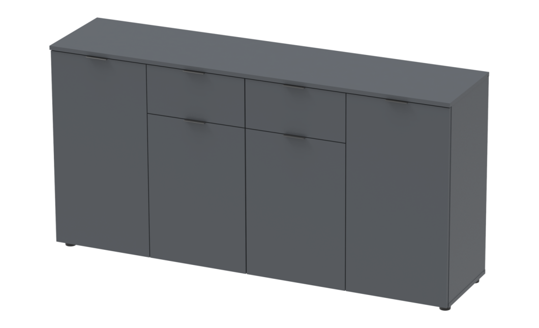 Kommode Doros Ron 7 Graphitgrau 4 Türen 2 Schubladen 160x38x81 (44900236)
