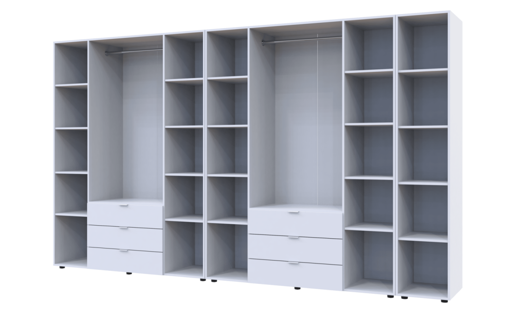 Kleiderschrank Doros Gelar Weiß 4+4 Türen mit offenem Regal 348,2x49,5x203,4 (42005040)