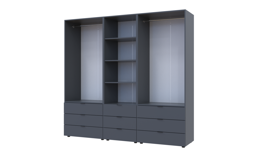 Kleiderschrank Doros Gelar Graphitgrau 2+2 Türen Säulenschrank 215x49,5x203,4 (42005171)