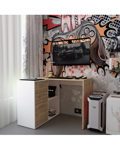 Computertisch Doros T8 Weiß Eiche Artisan 100x83x75 (41516060)