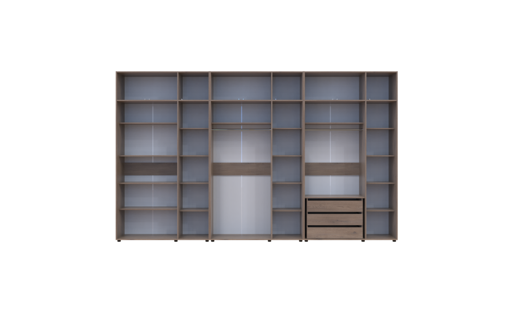 Kleiderschrank mit Schubladen, Regalen und Aufsatz Doros Kasper Cremona Cannolo 3+3+3 Türen 405x48x245 (42005737)