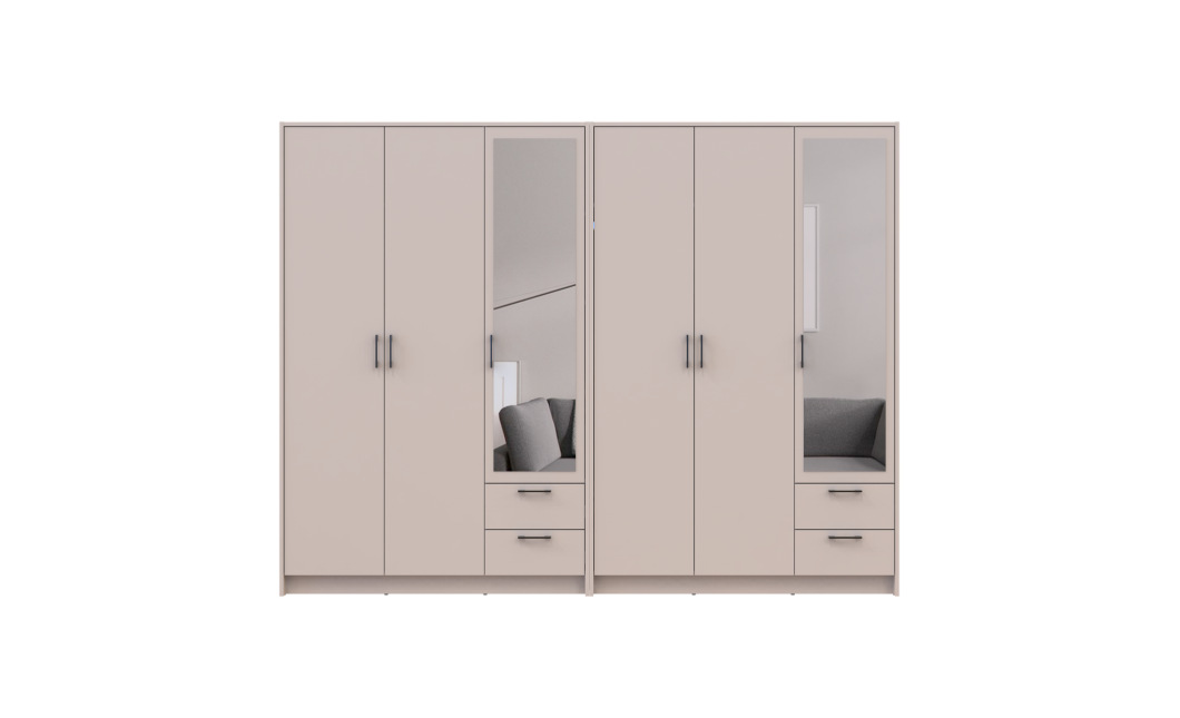 Kleiderschrank mit Spiegel Doros Rondi Kaschmir 3+3 Türen 242x52x195 (42005623)