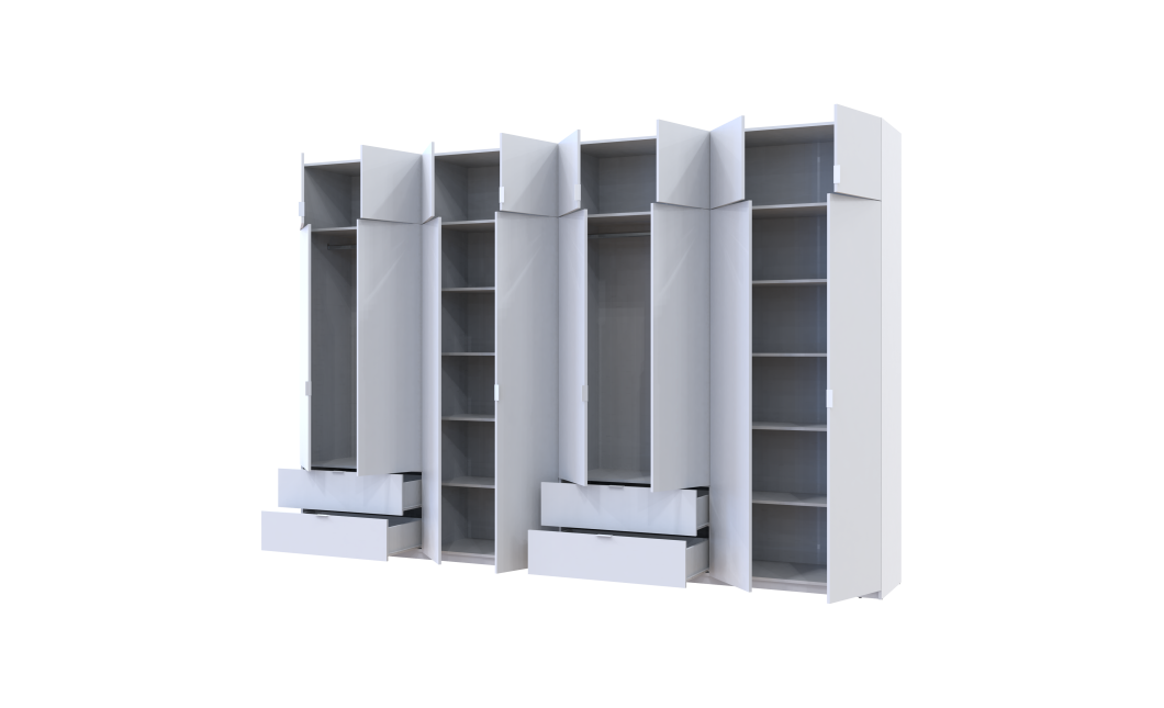 Kleiderschrank-Set Doros Lukas Weiß 4+4 Türen 360x50x240 (42005142)