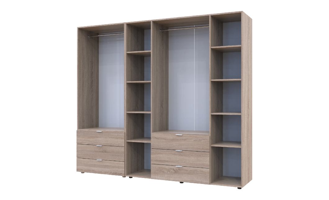Kleiderschrank Doros Gelar Set mit Drehtüren Sonoma Eiche 2+4 Türen 232,5x49,5x203,4 (42002118)