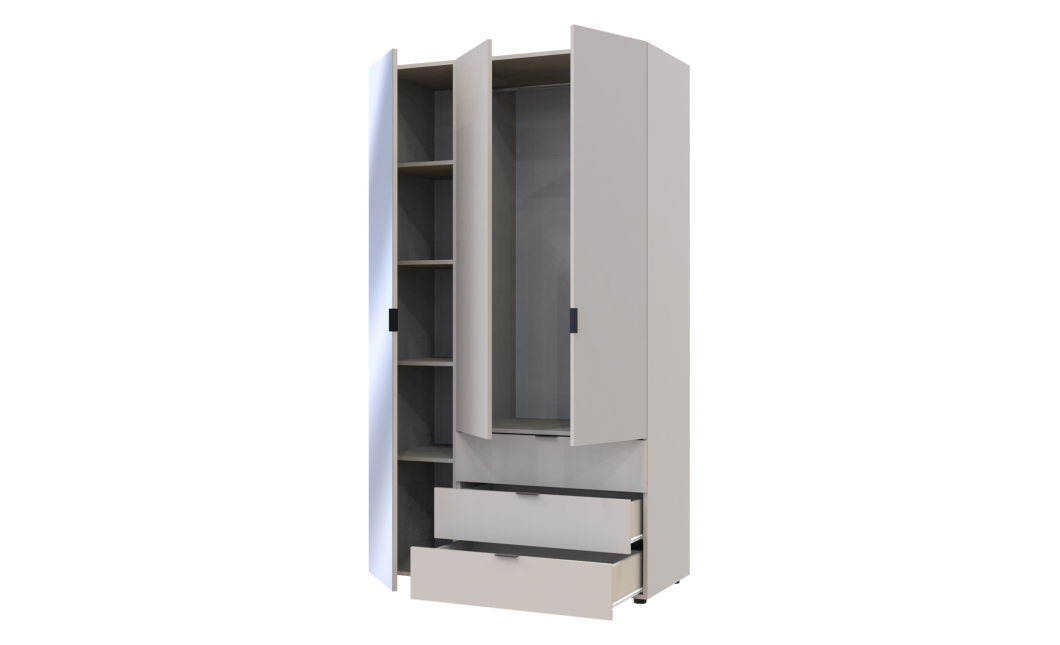 Kleiderschrank Doros Gelar Kaschmir 2 Türen mit Spiegel 116,5x49,5x203,4 (80737655)