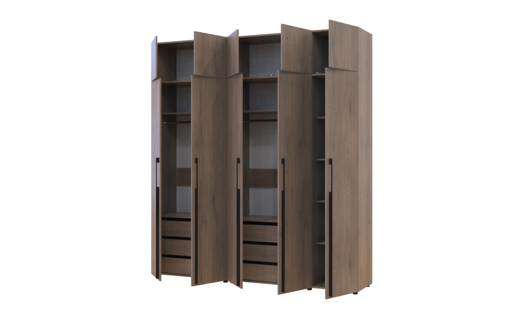 Kleiderschrank mit Schubladen und Aufsatz Doros Kasper Cremona Cannolo 2+3 Türen 225x48x245 (42005555)