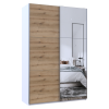 Kleiderschrank Doros G-Caiser Schiebetüren Weiß Ewok Eiche mit Spiegel 160x60x240 (42005071)