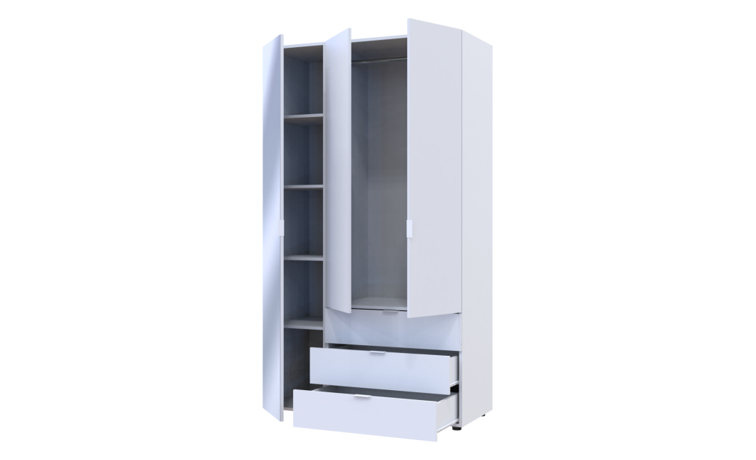 Kleiderschrank Doros Gelar Weiß 2 Türen mit Spiegel 116,5x49,5x203,4 (42002154)