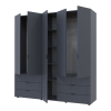 Kleiderschrank Doros Gelar Set mit Drehtüren Graphitgrau 2+3 Türen 193,7x49,5x203,4 (42002132)