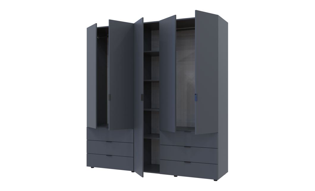 Kleiderschrank Doros Gelar Set mit Drehtüren Graphitgrau 2+3 Türen 193,7x49,5x203,4 (42002132)
