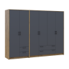 Kleiderschrank Doros Rondi Artisan Eiche/Graphit 2+4 Türen 242x52x195 (42005692)