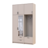 Kleiderschrank Doros Rondi mit Kleiderstange, Spiegel und hohem Oberschrank Kaschmir 2 Türen 142x52x260 (42005406)