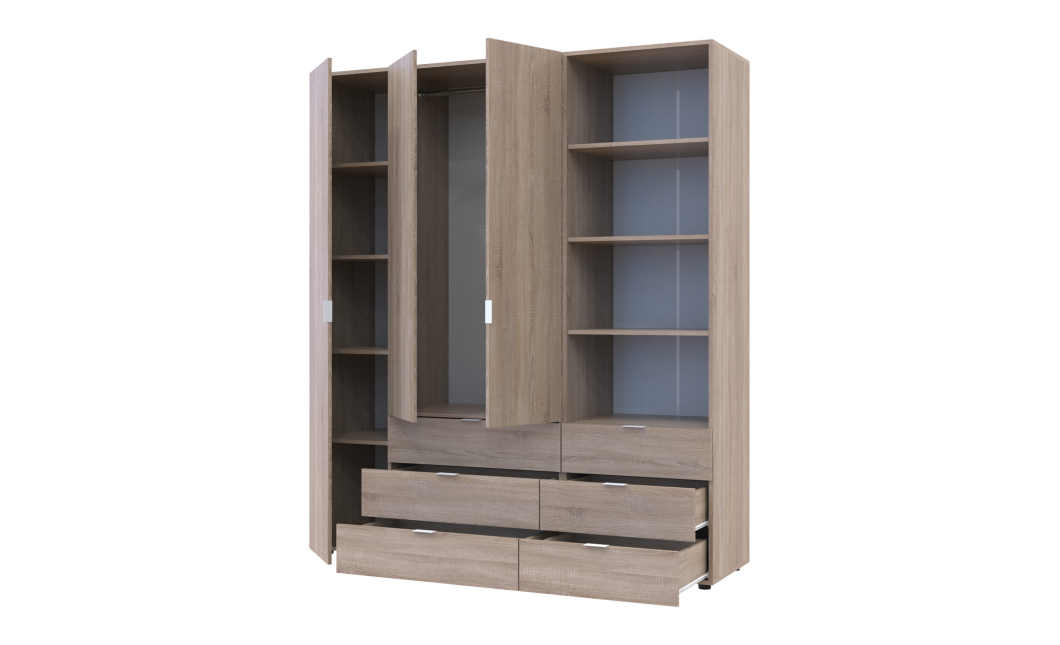 Kleiderschrank Doros Gelar Sonoma Eiche 3 Türen Säulenschrank 176,2x49,5x203,4 (42005181)